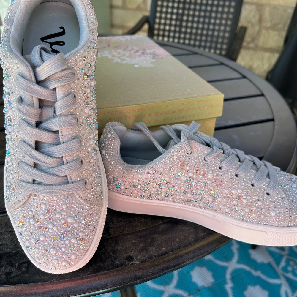 Bridal prom homecoming tennis shoes rhinestone